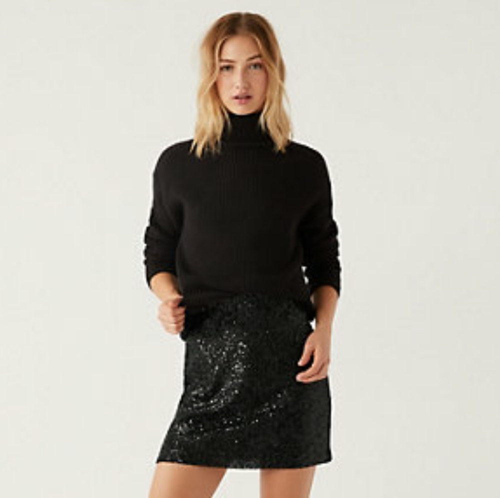 JACOB Black Sequined Mini Skirt